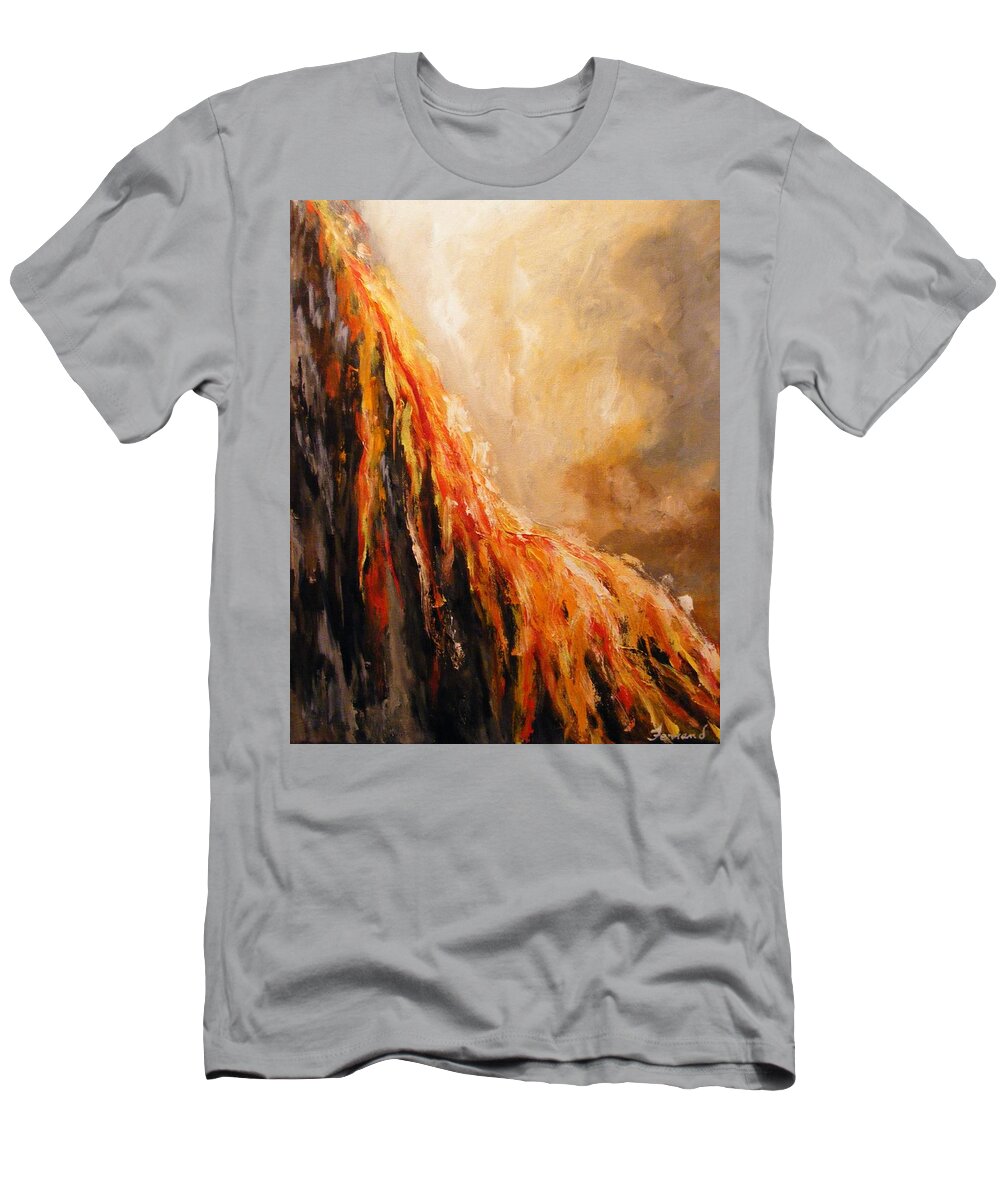 Nature T-Shirt featuring the painting Quite Eruption by Karen Ferrand Carroll