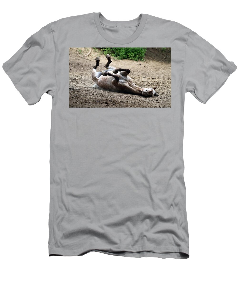 Horse T-Shirt featuring the photograph Rollin in the Dirt by Elizabeth Winter