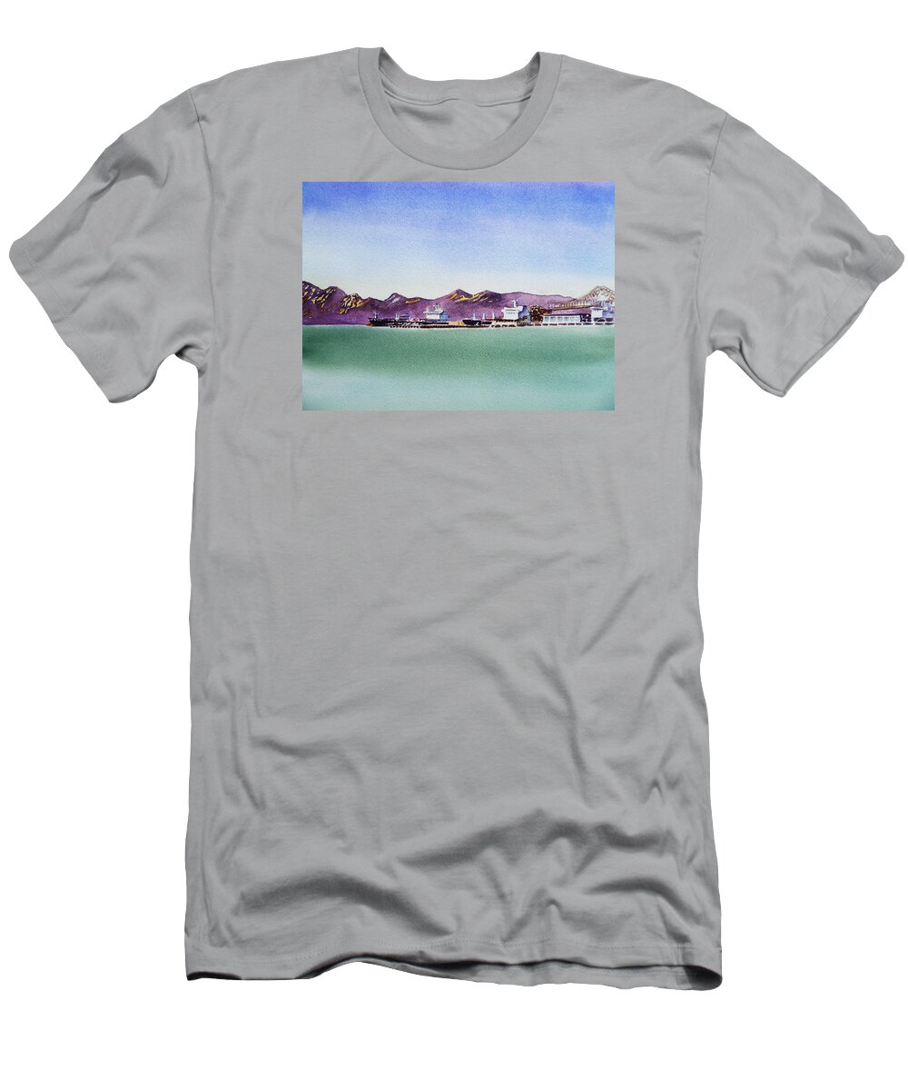 San Francisco Bay T-Shirt featuring the painting San Francisco Bay Richmond Port by Irina Sztukowski