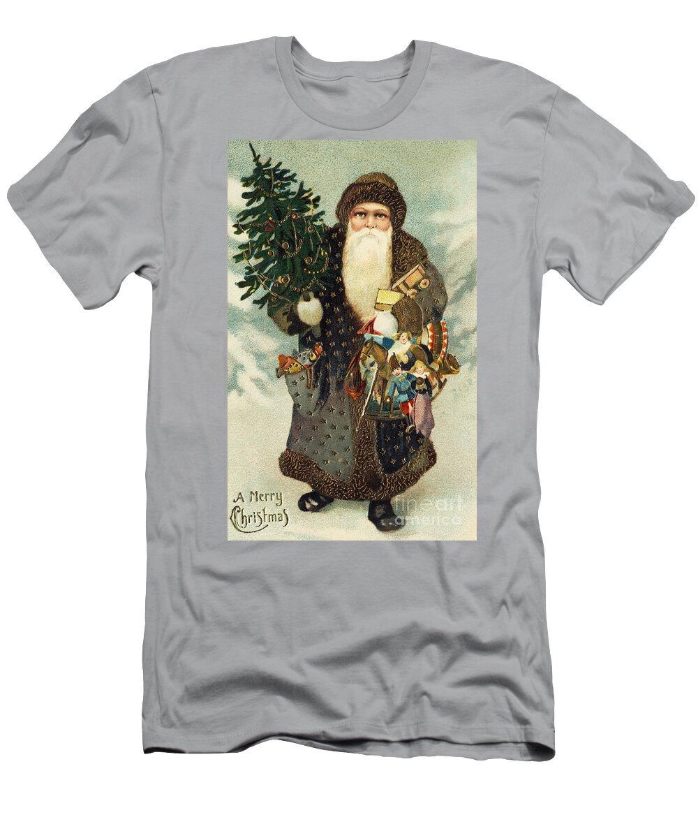 Christmas Card T-Shirt featuring the painting Santa Claus with Toys by American School