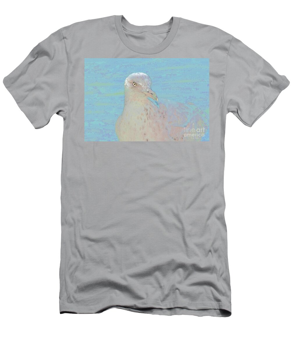 Seagull T-Shirt featuring the photograph Seagull Soft Art by Deborah Benoit