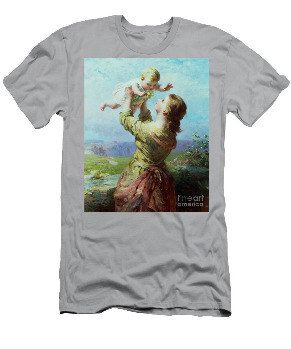 Mothers Day Card T-Shirt featuring the painting She Looks and Looks and Still with New Delight by James John Hill