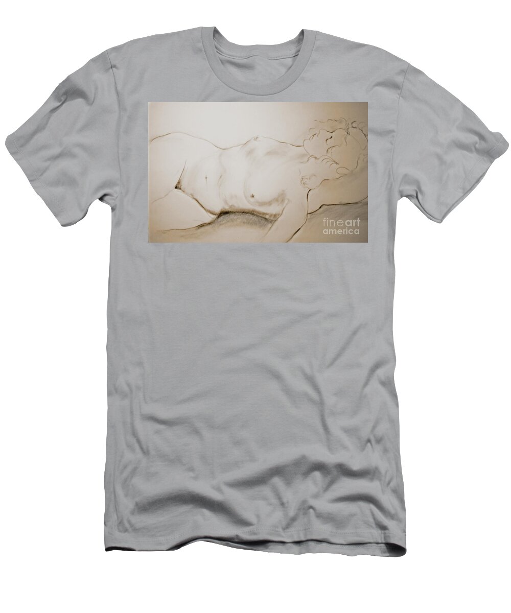 Woman T-Shirt featuring the drawing Sleep by Rory Siegel