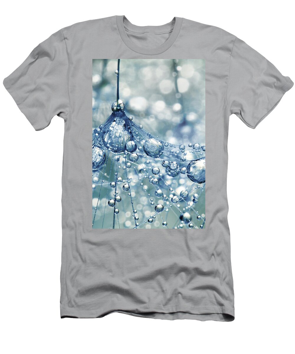 Dandelion T-Shirt featuring the photograph Sparkling Dandy in Blue by Sharon Johnstone