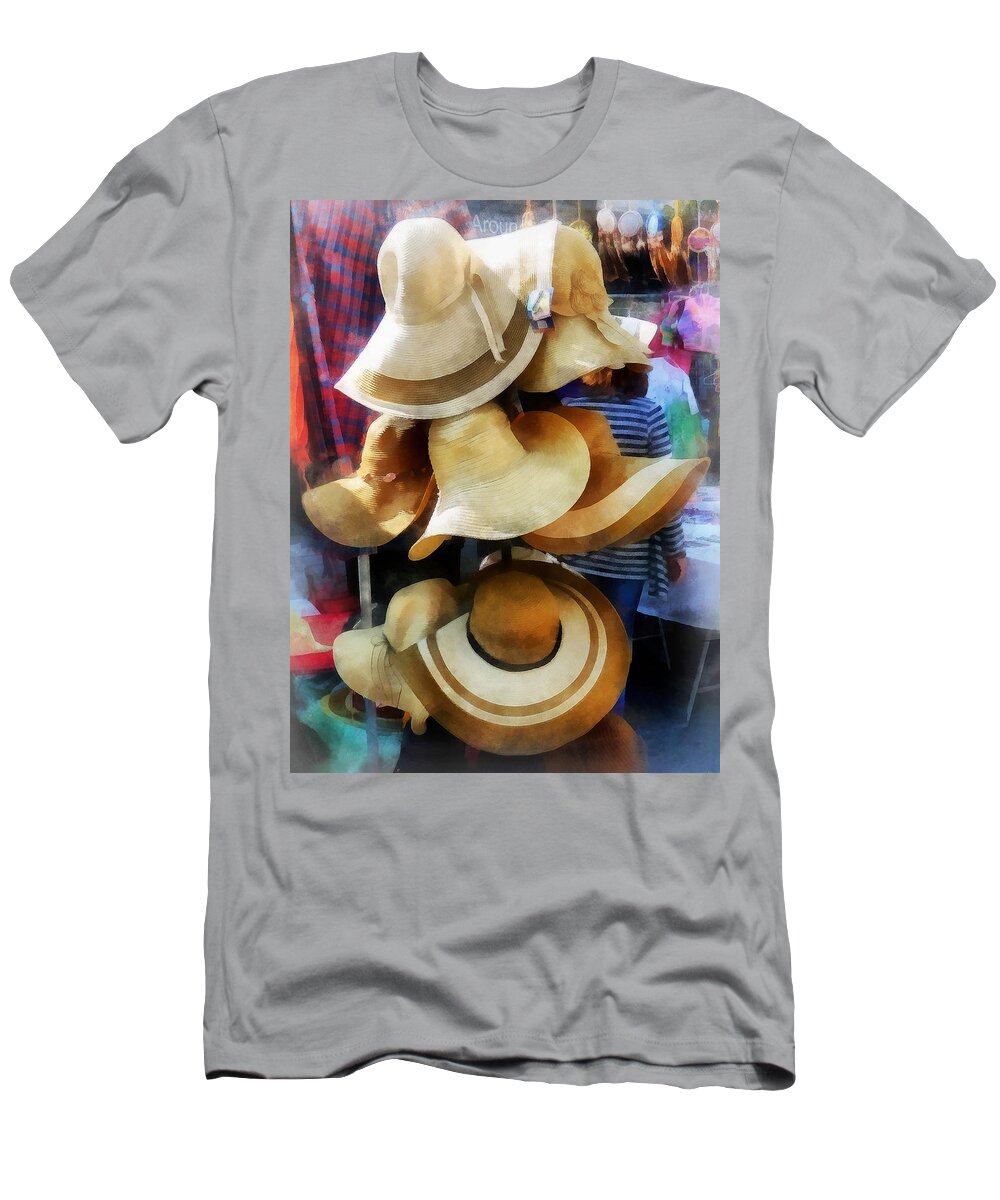 Hat T-Shirt featuring the photograph Straw Hats by Susan Savad