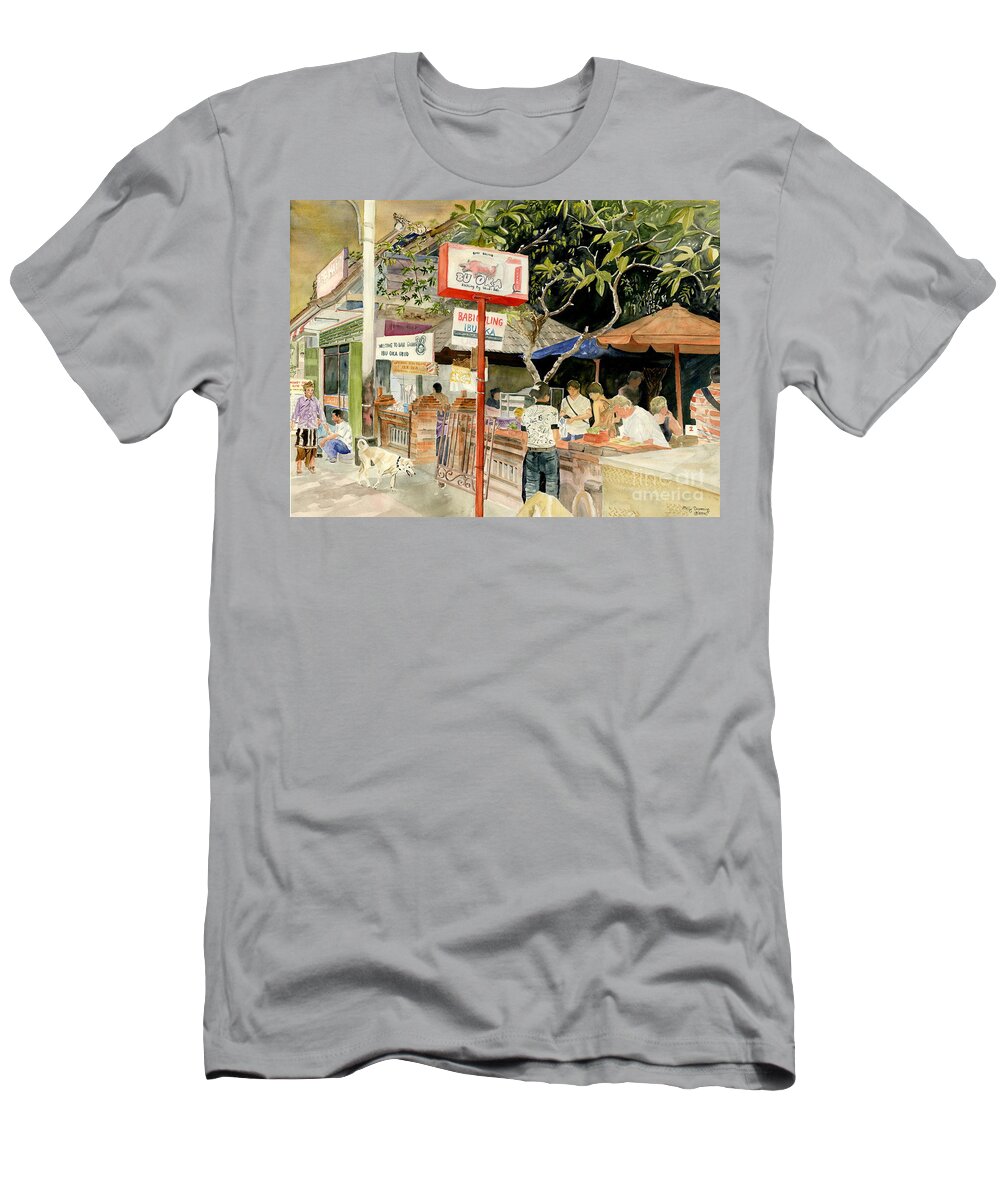 Suckling Pig T-Shirt featuring the painting Suckling Pig Ubud Bali Indonesia by Melly Terpening