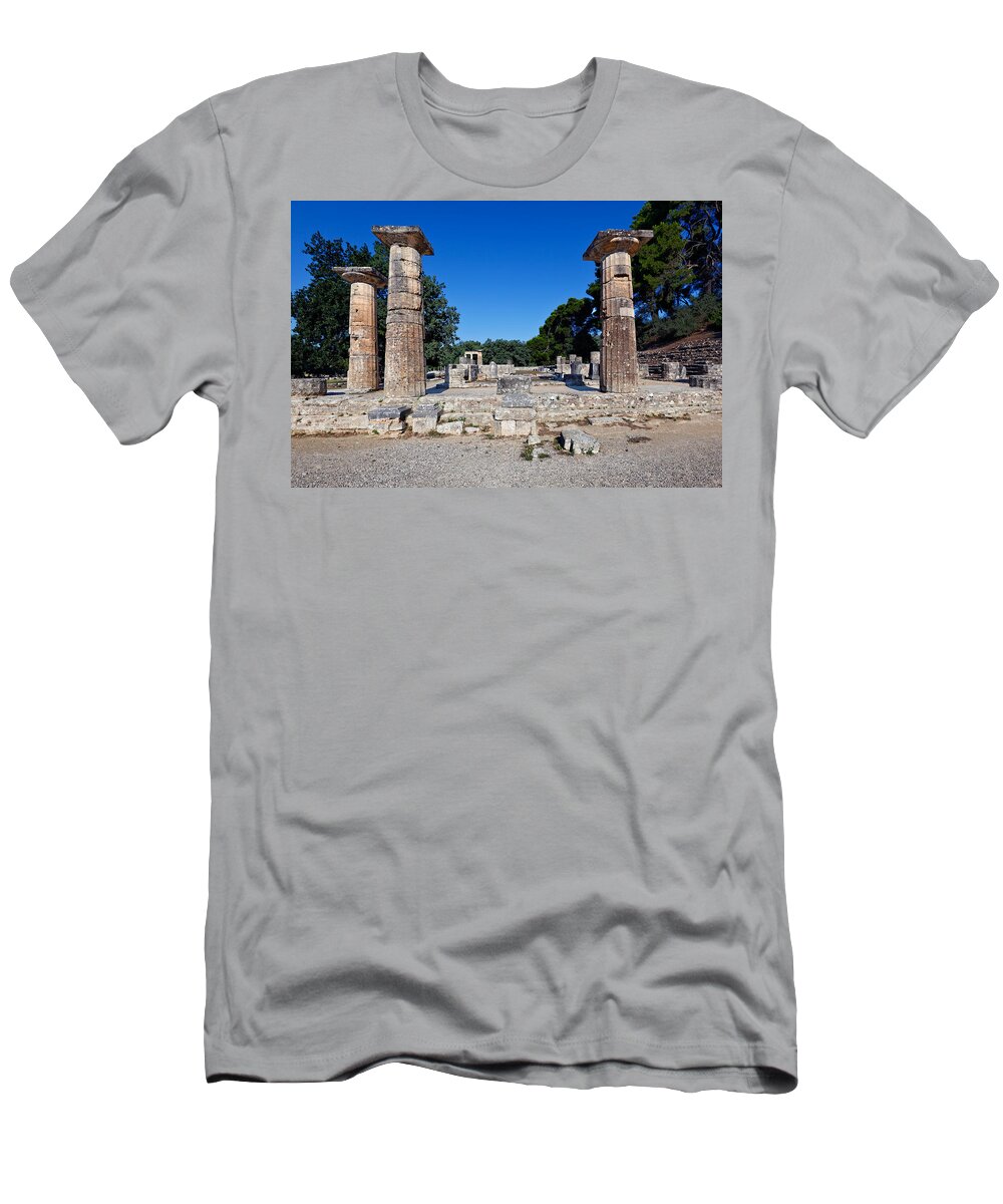 Ancient T-Shirt featuring the photograph Temple of Hera - Ancient Olympia by Constantinos Iliopoulos