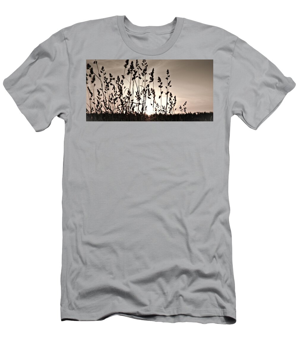 Grass T-Shirt featuring the photograph The grass at sunset by Michael Goyberg