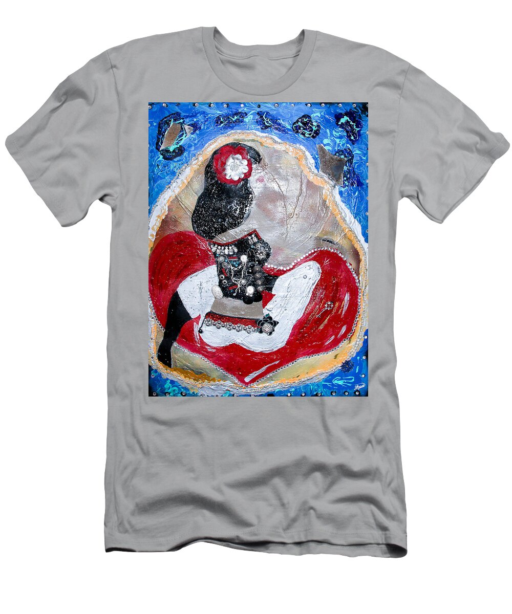 Art Marketing T-Shirt featuring the mixed media The Key to my he-Art by Artista Elisabet
