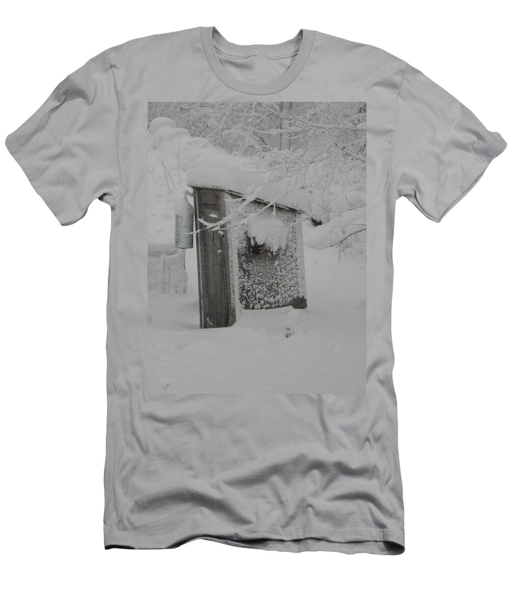 Outhouse T-Shirt featuring the photograph Too Cold For The Outhouse by Kim Galluzzo