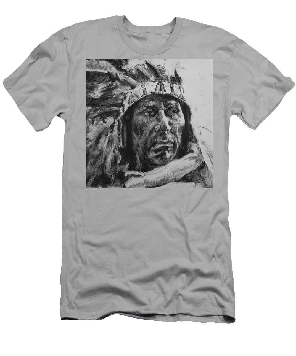 Native American T-Shirt featuring the drawing Tribute by Rachel Bochnia