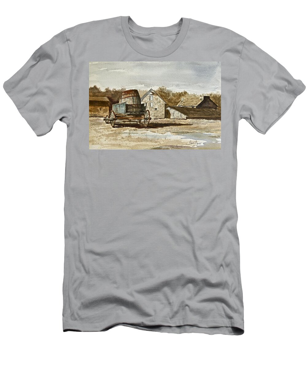 Cider Barrel T-Shirt featuring the painting Tribute to Andrew Wyeth I by Frank SantAgata