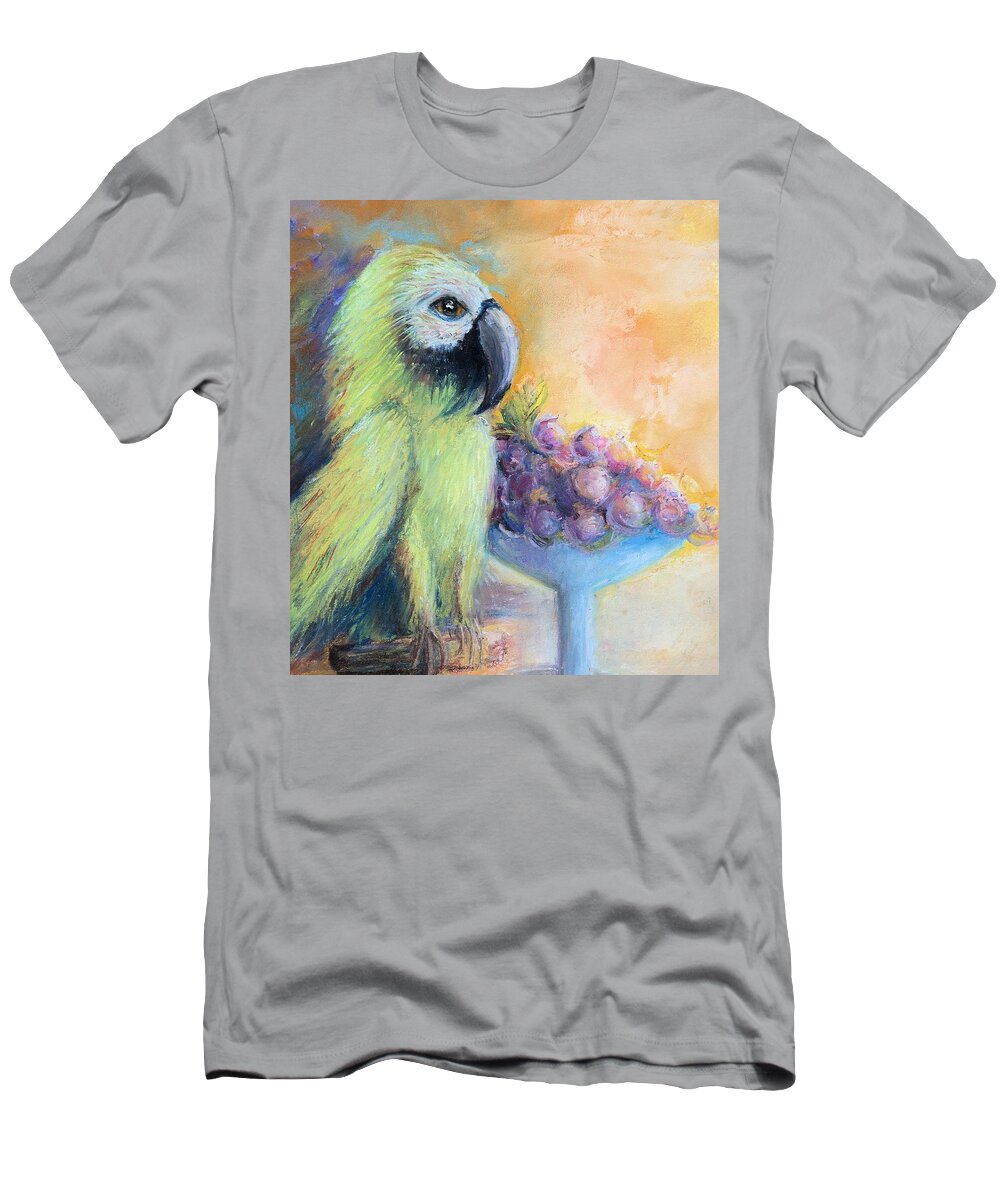 Tropical T-Shirt featuring the painting Tropical Bird On A Perch by Bernadette Krupa