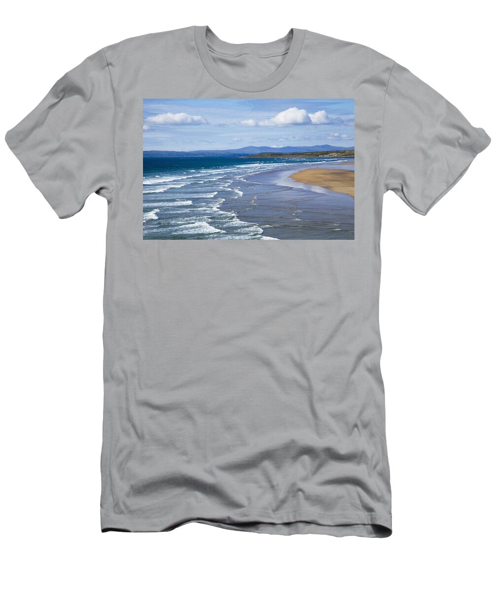 Beach T-Shirt featuring the photograph Waves On Beach Bundoran, County by Peter Zoeller