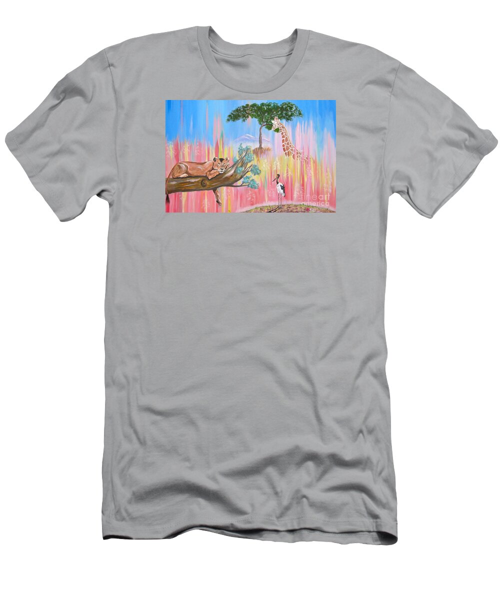 Lazy Lion T-Shirt featuring the painting What Africa by Phyllis Kaltenbach