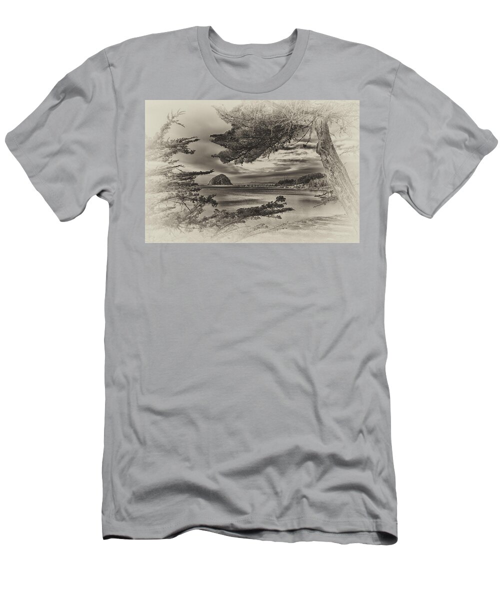 Morro Bay T-Shirt featuring the photograph Windy Cove BW by Beth Sargent