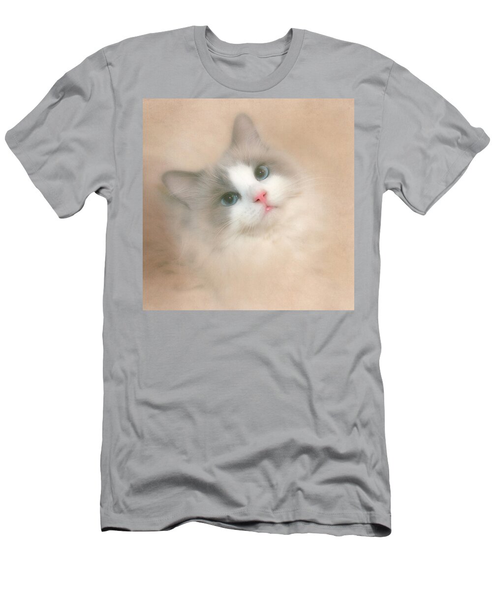 Cat T-Shirt featuring the photograph Misty Blue by David and Carol Kelly