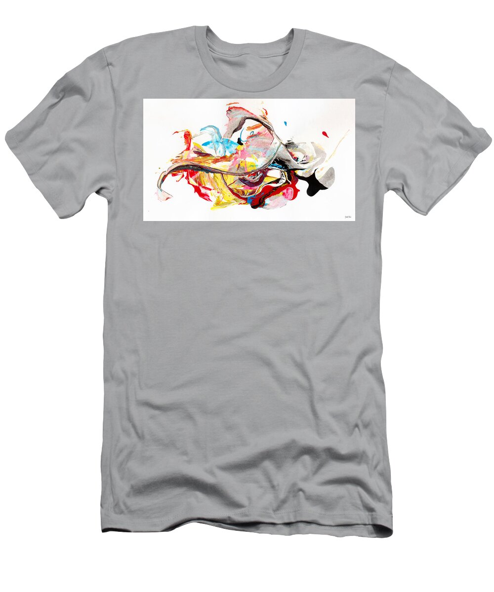 Abstract T-Shirt featuring the painting Princess - Abstract Colorful Mixed Media Painting by Modern Abstract