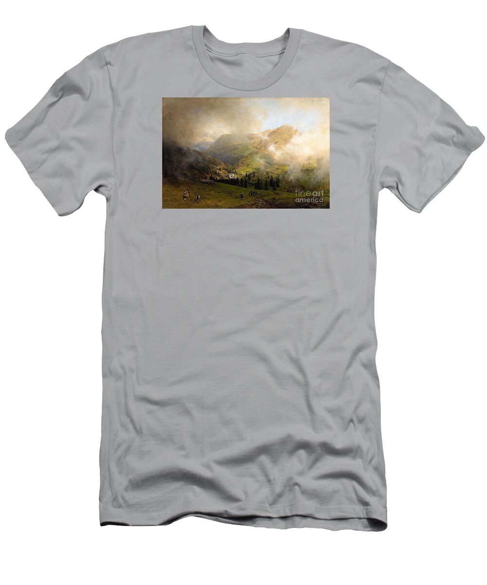 Oswald Achenbach T-Shirt featuring the painting View of Rigi by MotionAge Designs