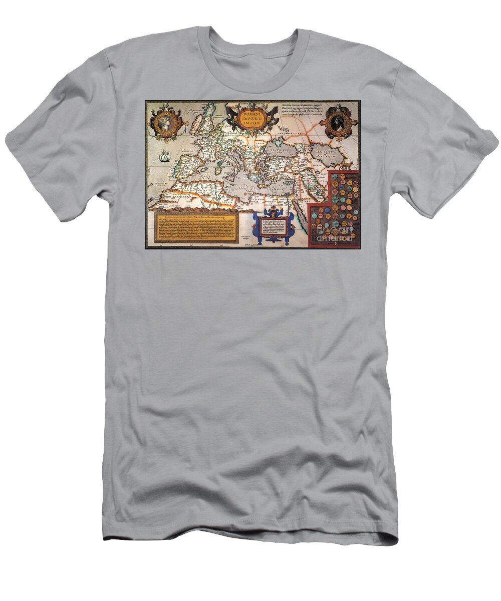 1595 T-Shirt featuring the drawing Map Of The Roman Empire #1 by Granger