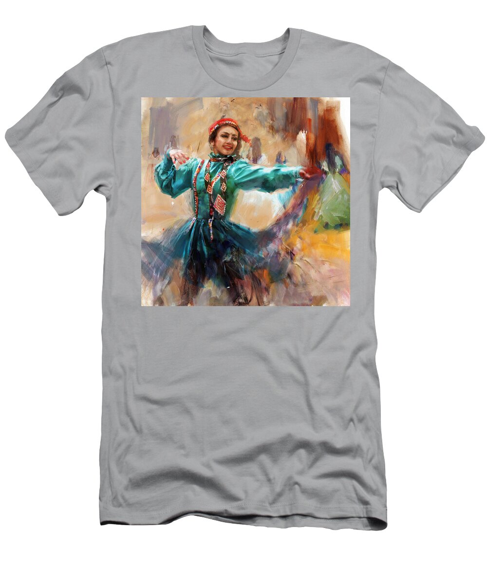 Attan Dance T-Shirt featuring the painting 011 Pakhtun B by Mahnoor Shah