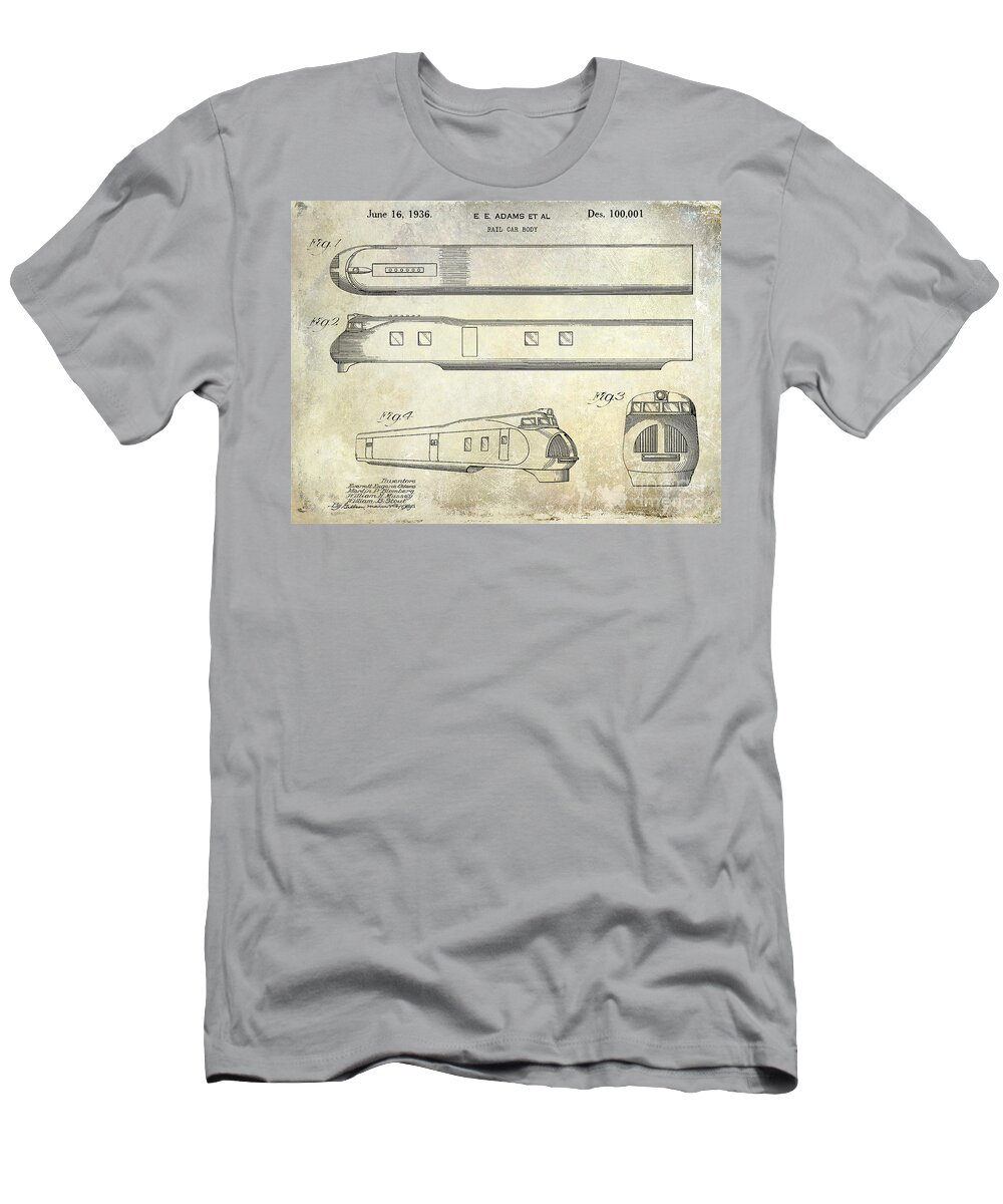 Train Patent T-Shirt featuring the photograph 1936 Train Patent by Jon Neidert