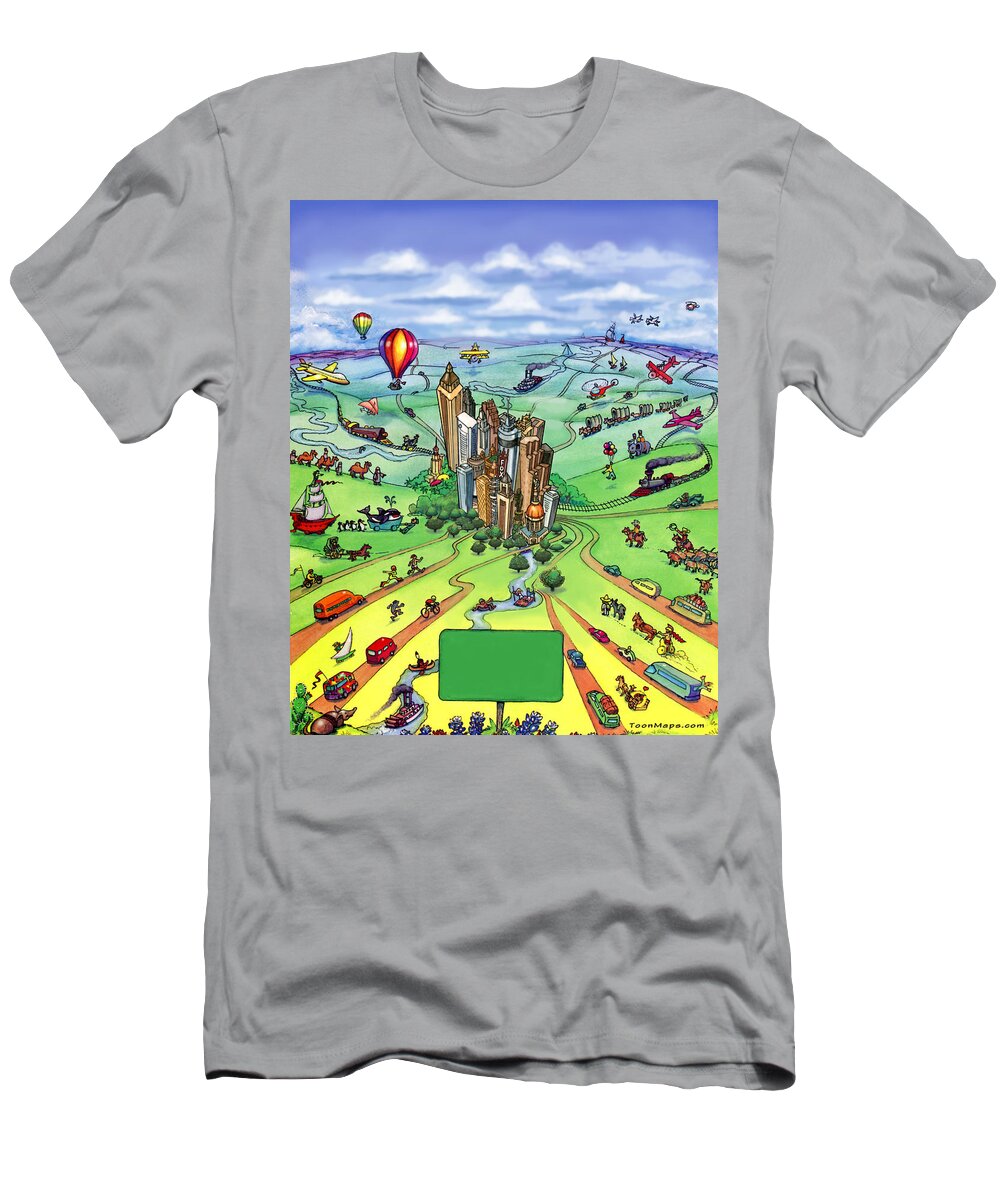 Atlanta T-Shirt featuring the digital art All Roads lead to Atlanta Georgia by Kevin Middleton