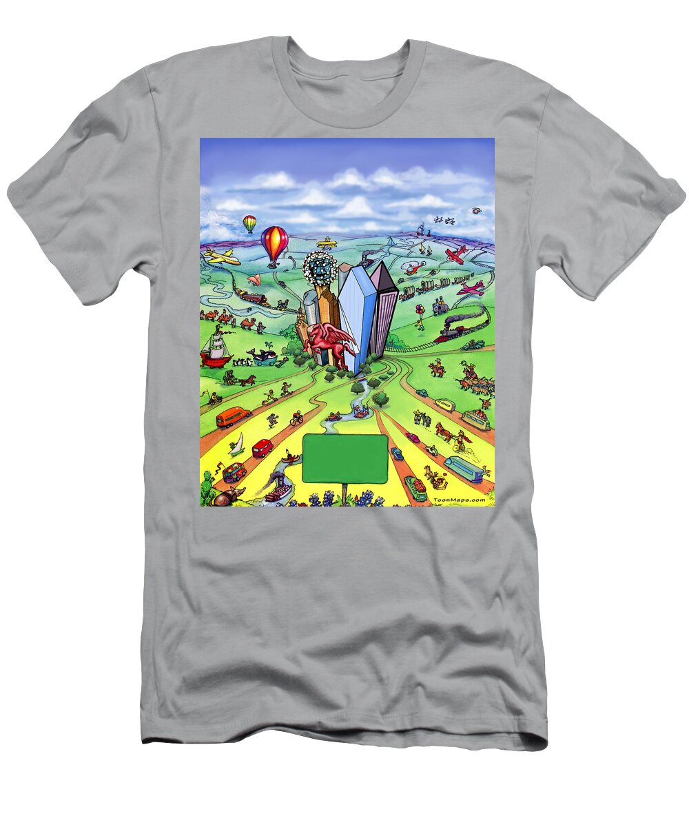 Dallas T-Shirt featuring the digital art All roads lead to Dallas Texas by Kevin Middleton