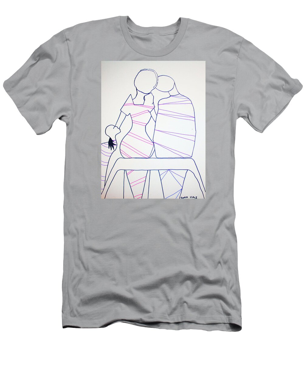 Jesus T-Shirt featuring the painting Bus Stop Blues #1 by Gloria Ssali