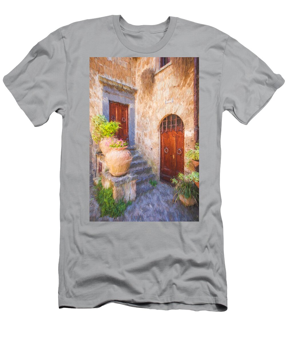 Bagnoregio T-Shirt featuring the photograph Courtyard of Tuscany by David Letts