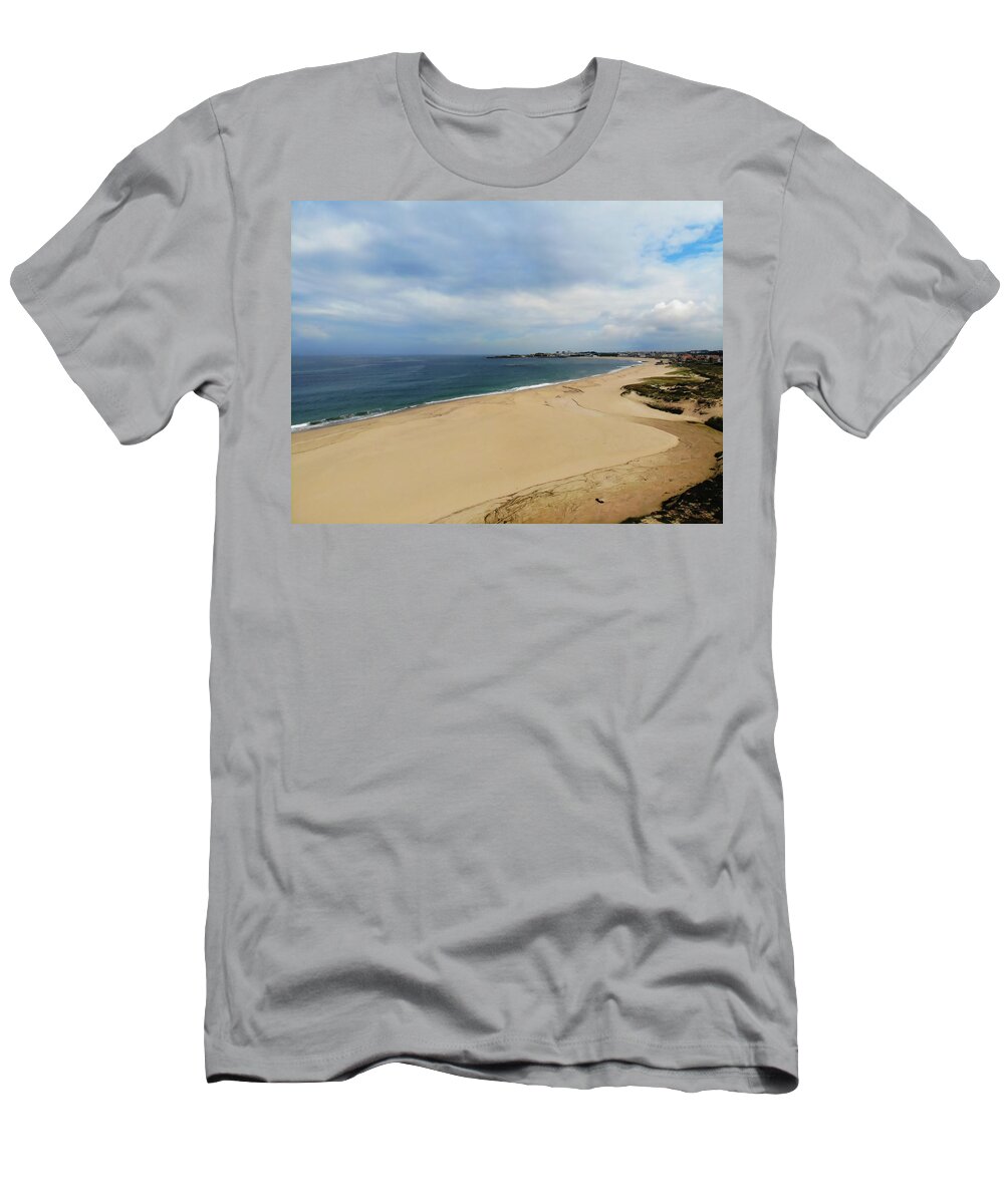 Beach T-Shirt featuring the photograph Drone beach photo #1 by Paulo Goncalves