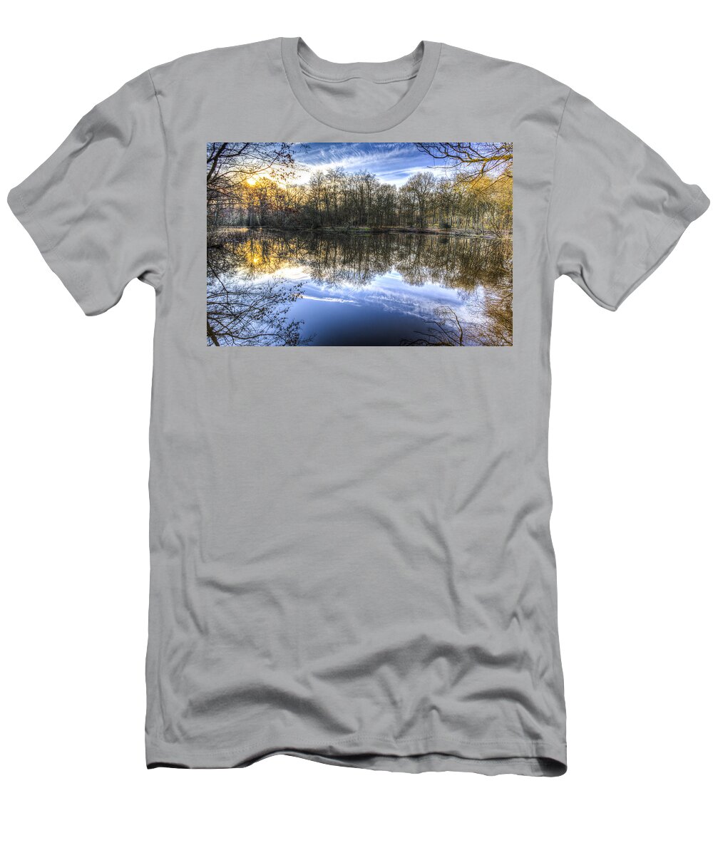 Frost T-Shirt featuring the photograph Early Morning Forest Pond #1 by David Pyatt