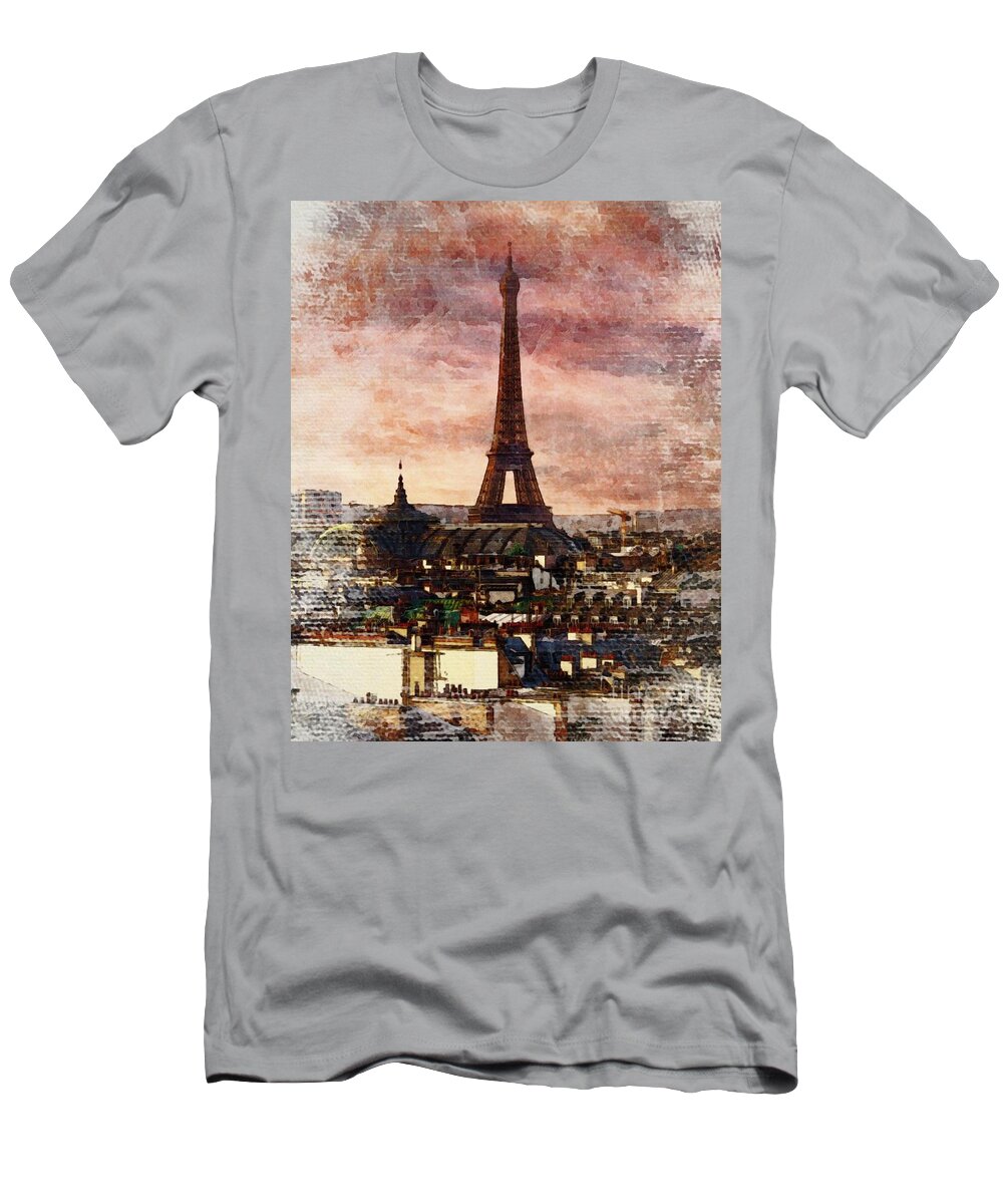 Paris T-Shirt featuring the painting Eiffal Tower, Paris, France #1 by Esoterica Art Agency