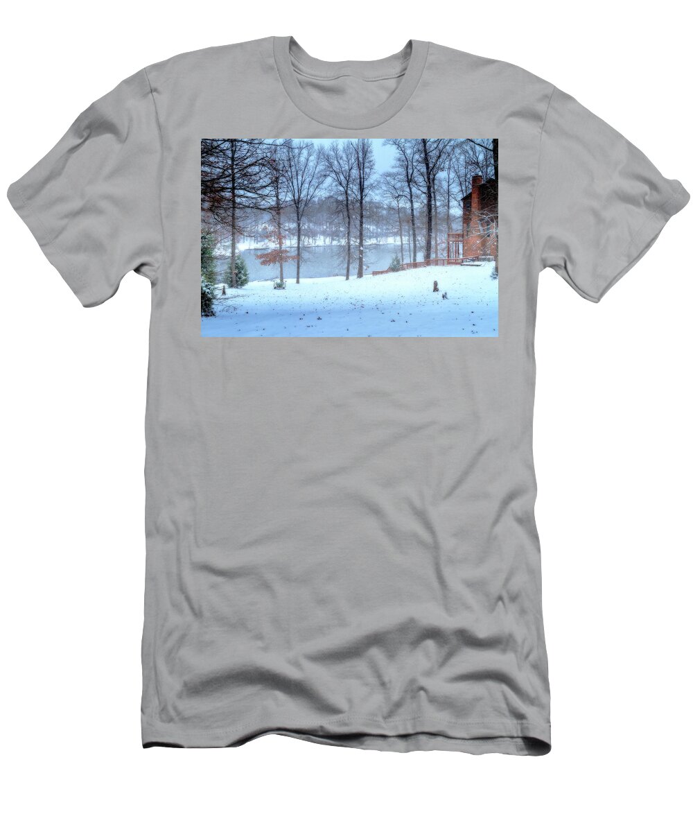 Falling Snow T-Shirt featuring the photograph Falling Snow - Winter Landscape #2 by Barry Jones
