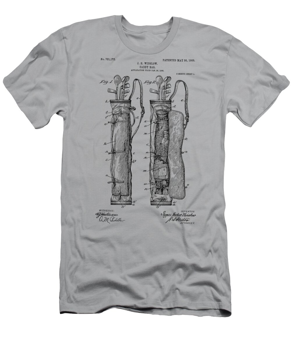 Golf T-Shirt featuring the photograph Golf Bag Patent 1905 #2 by Chris Smith