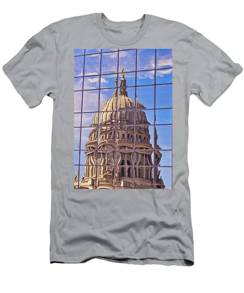 Madison T-Shirt featuring the photograph Madison Capitol Reflection #1 by Steven Ralser
