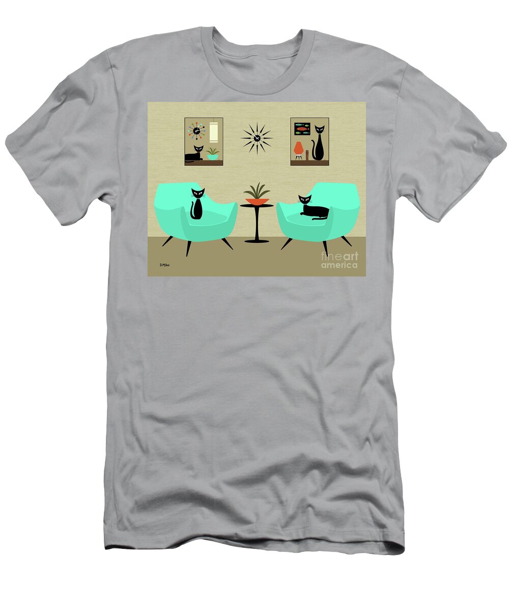  T-Shirt featuring the digital art Mini Tabletop Cats #1 by Donna Mibus