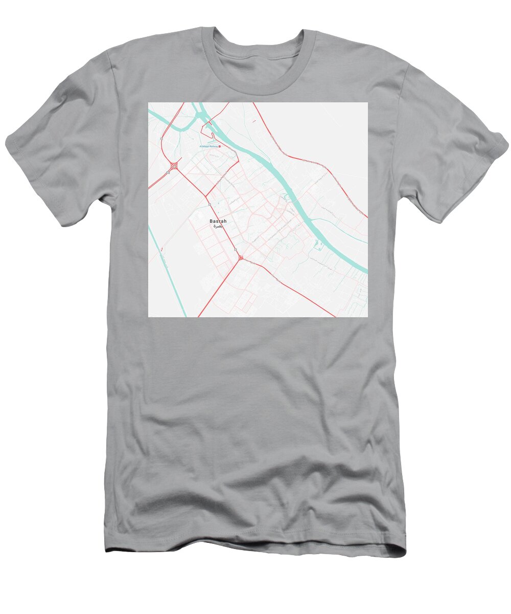 Vector T-Shirt featuring the painting Minimalist Modern Map of Basrah, Iraq 1 #2 by Celestial Images