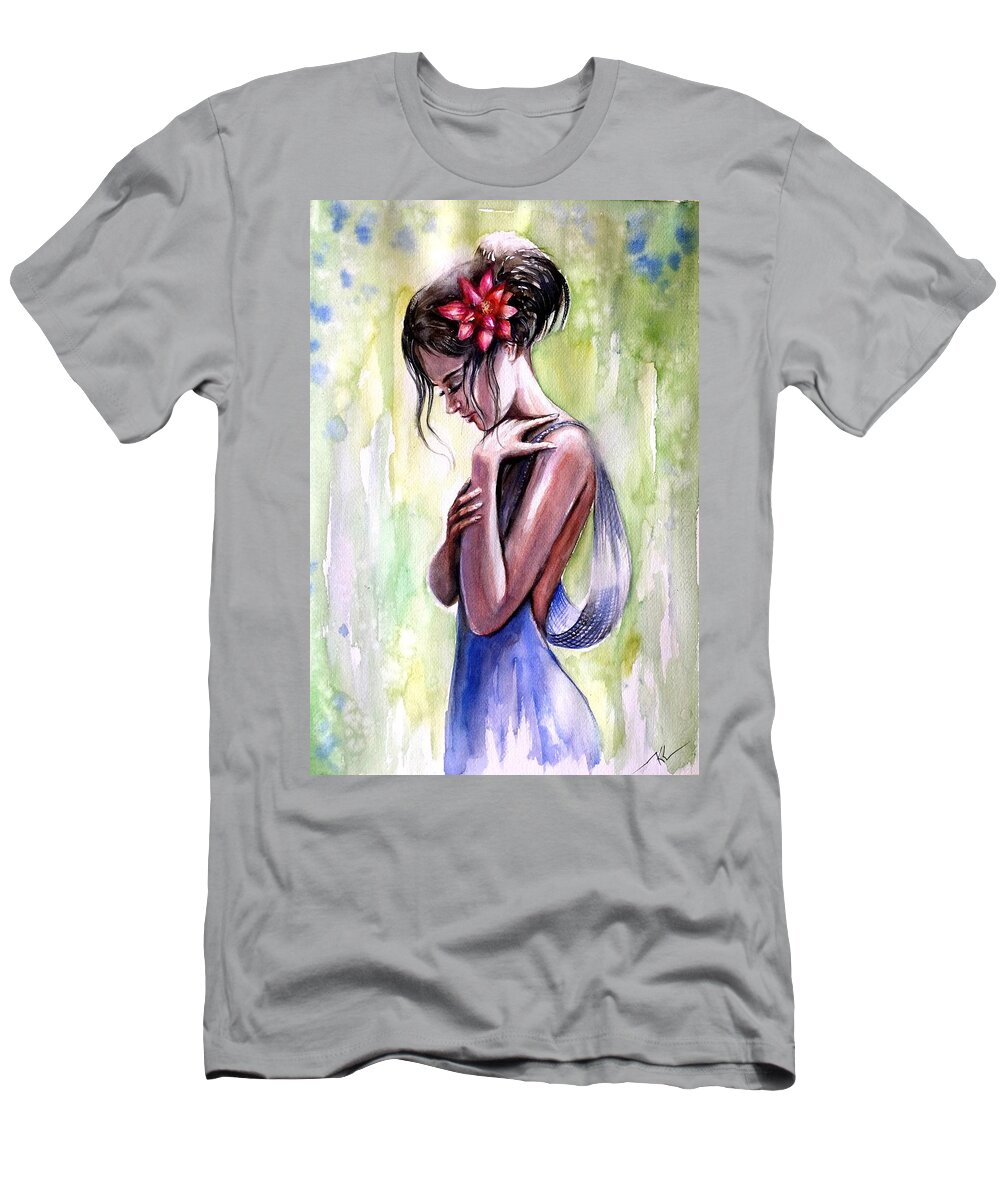 Girl T-Shirt featuring the painting Mood 3 #1 by Katerina Kovatcheva