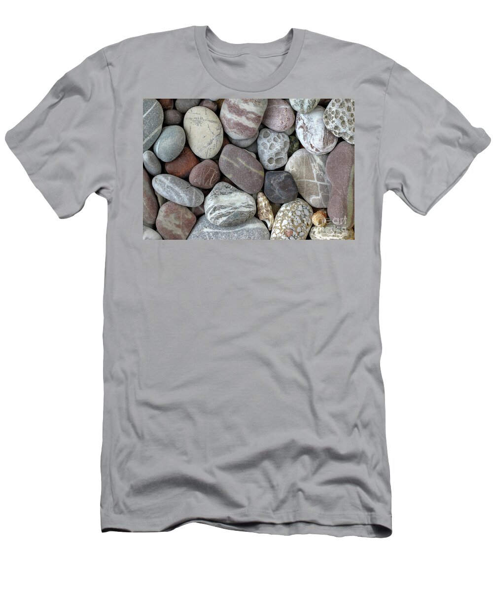 Stone T-Shirt featuring the photograph Pebbles in earth colors - stone pattern #1 by Michal Boubin