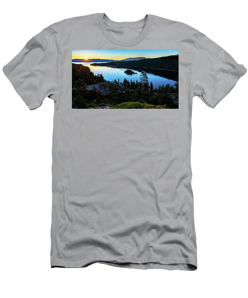California T-Shirt featuring the photograph Radiant Sunrise on Emerald Bay #1 by John Hight