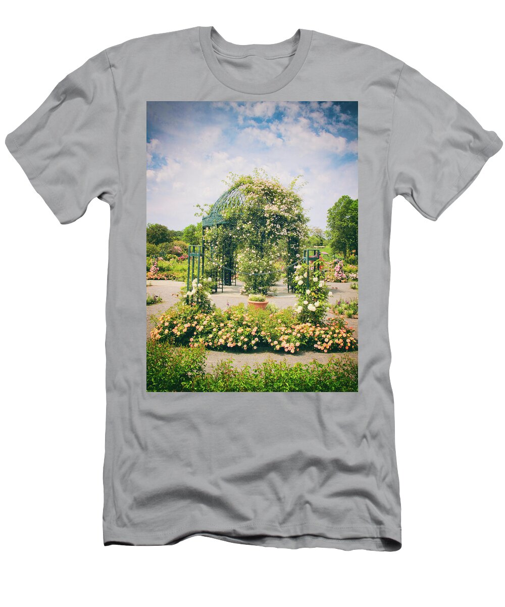 New York Botanical Garden T-Shirt featuring the photograph Rose Garden Gazebo #1 by Jessica Jenney