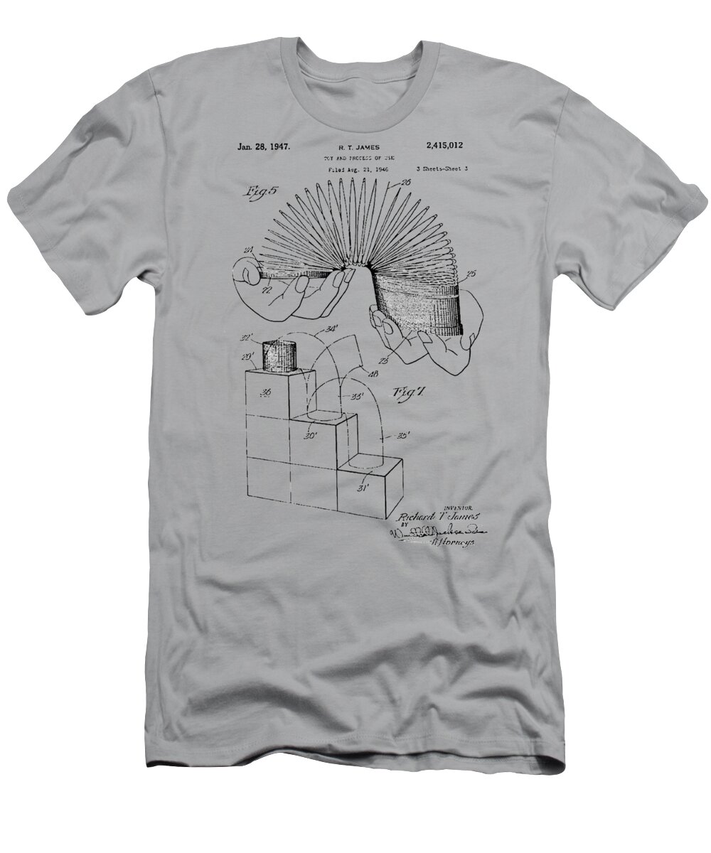 Slinky T-Shirt featuring the photograph Slinky Patent 1947 #3 by Chris Smith