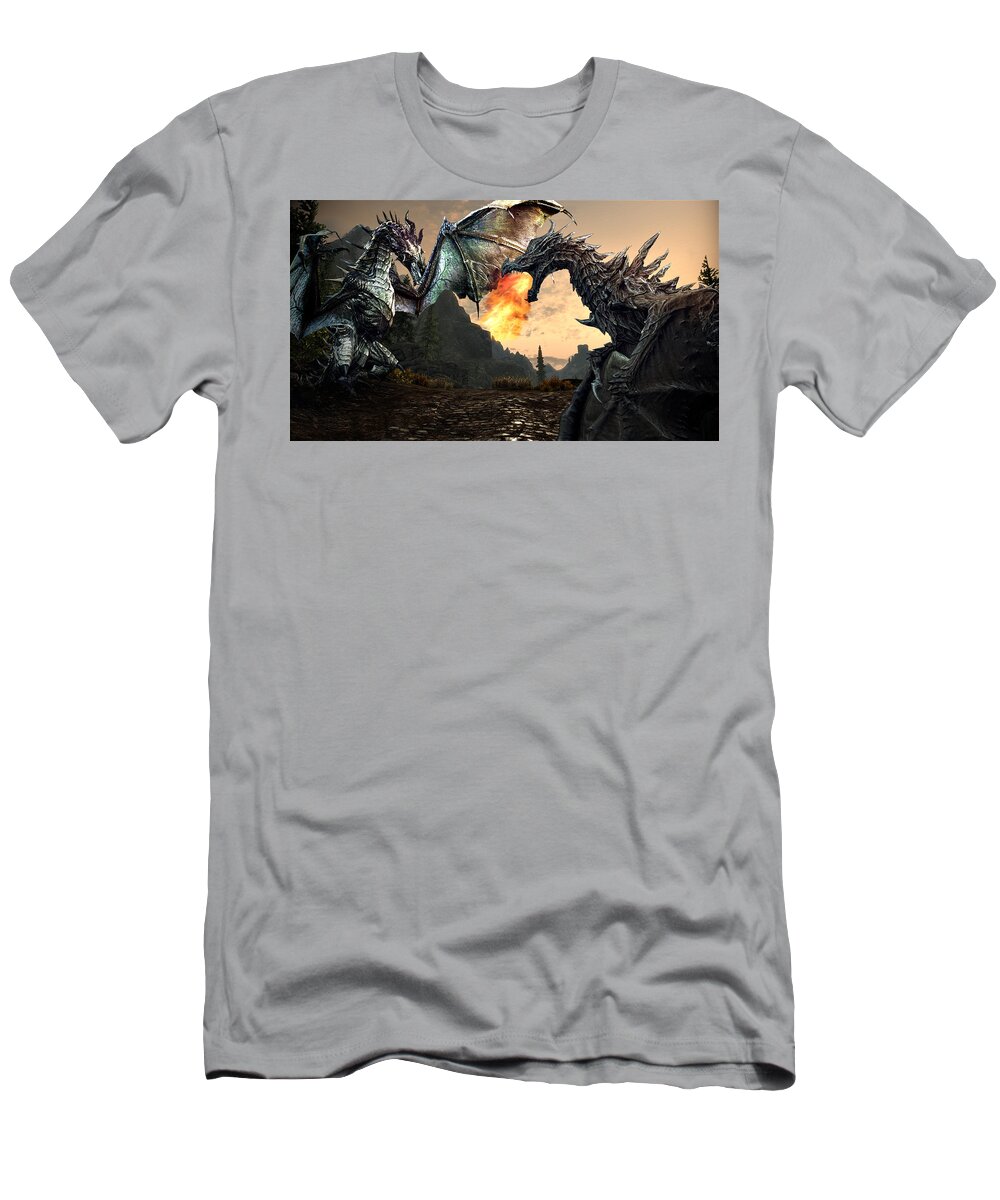 The Elder Scrolls V Skyrim T-Shirt featuring the digital art The Elder Scrolls V Skyrim #1 by Maye Loeser