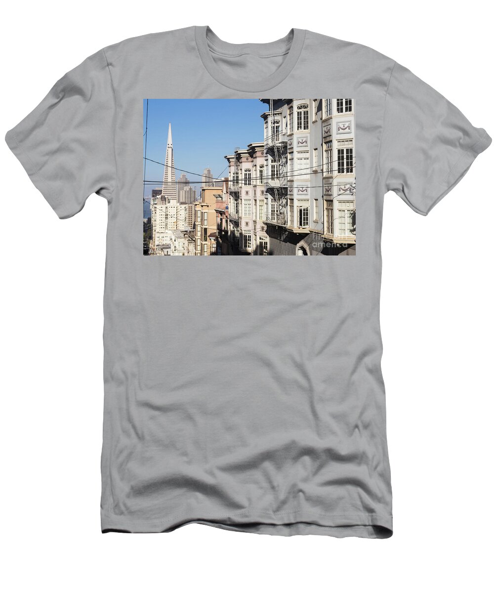 America T-Shirt featuring the photograph Traditional architecture of San Francisco with the Transamerica #1 by Didier Marti