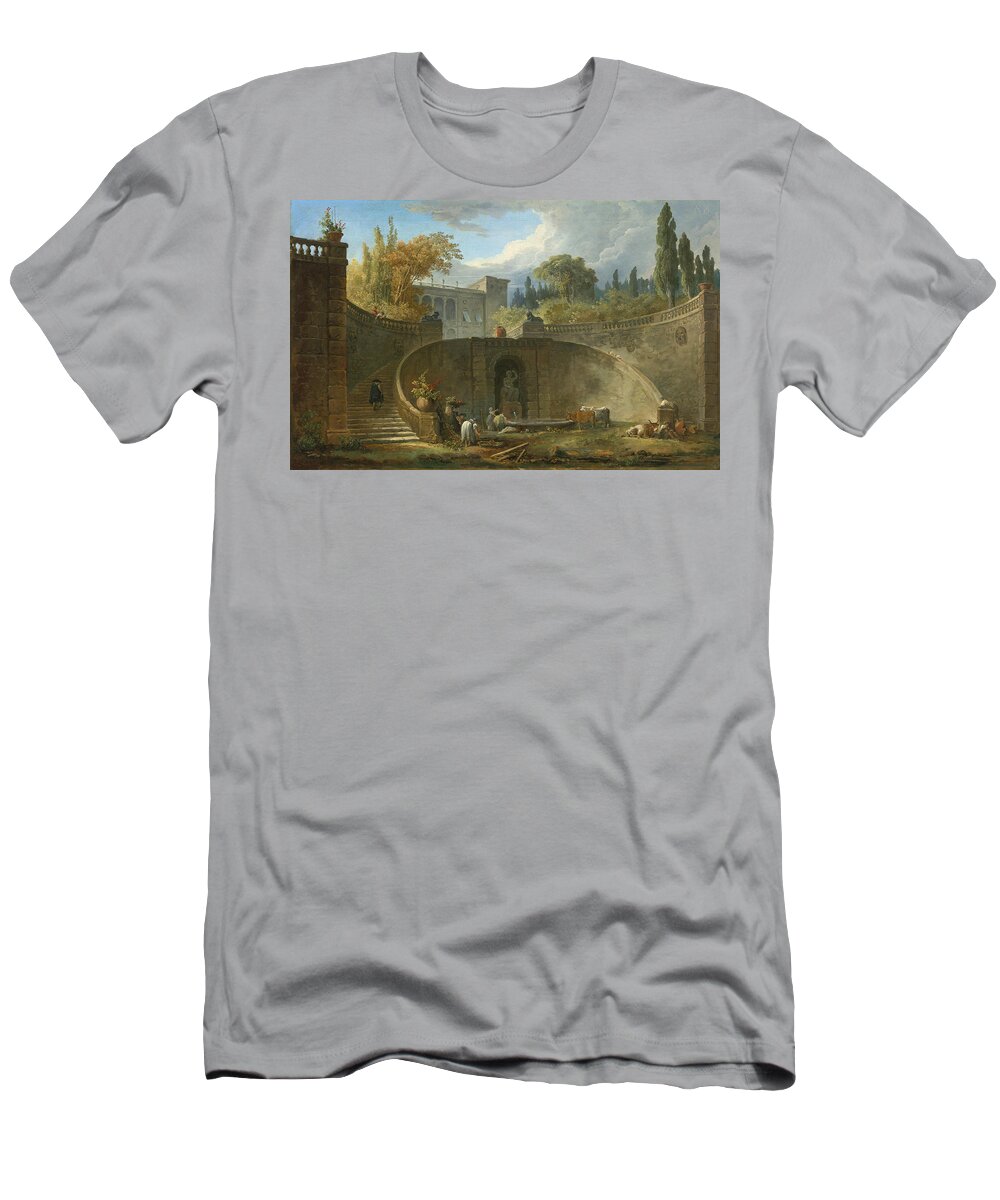 Hubert Robert T-Shirt featuring the painting Villa Farnese with Gardens at Caprarola #2 by Hubert Robert