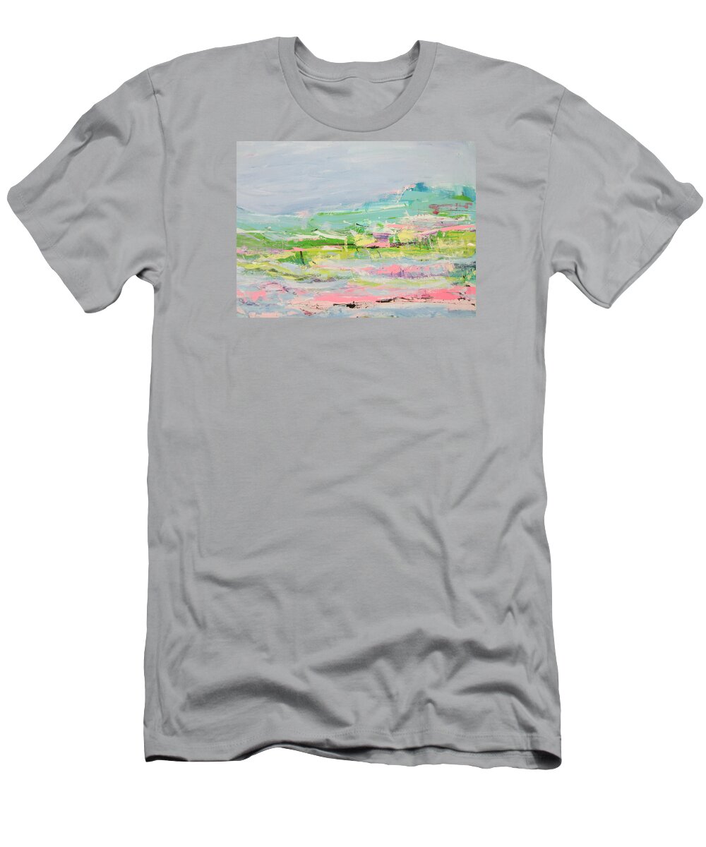 Landscape T-Shirt featuring the painting Wishing You were Here #2 by Francine Ethier