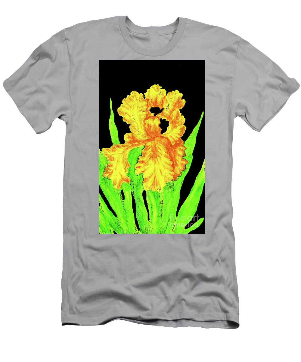 Art T-Shirt featuring the painting Yellow iris, painting #1 by Irina Afonskaya