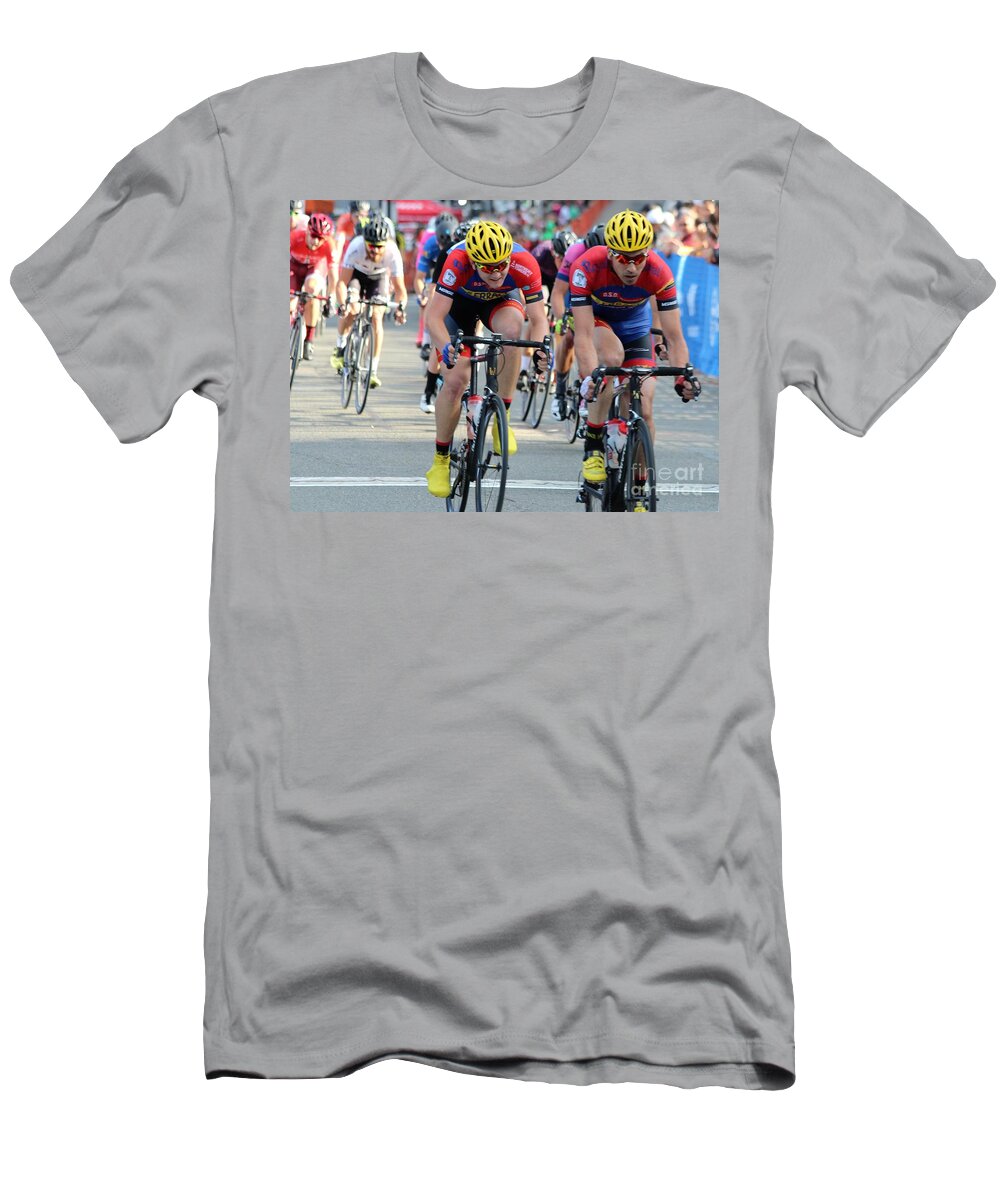 Cycle Racing T-Shirt featuring the photograph Team ERRACE #10 by Donn Ingemie