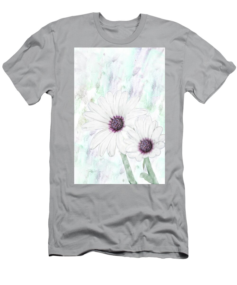 White Cape Daisy T-Shirt featuring the digital art 10856 White Cape by Pamela Williams